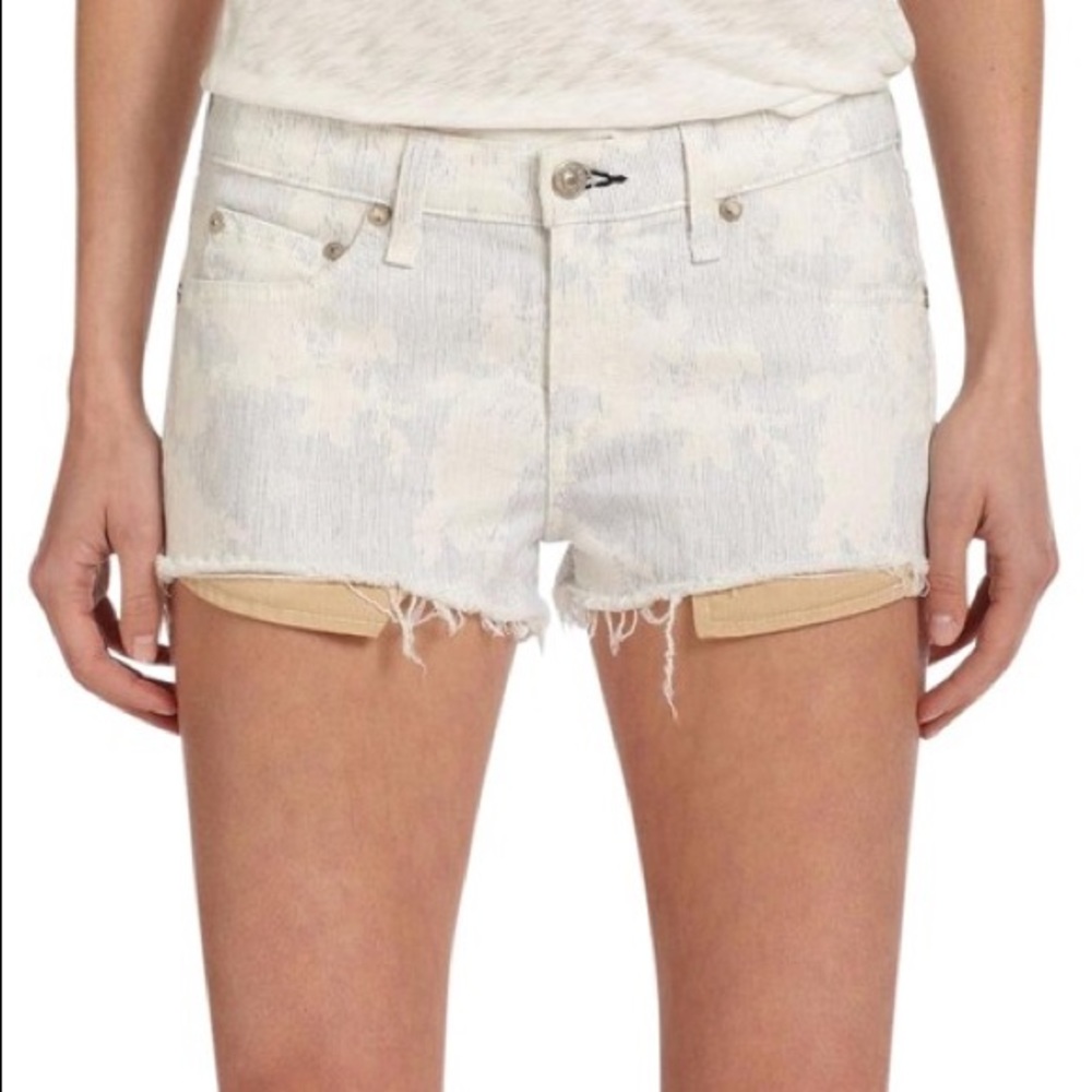 Rag & Bone White Kahuna Print Mila Denim Shorts